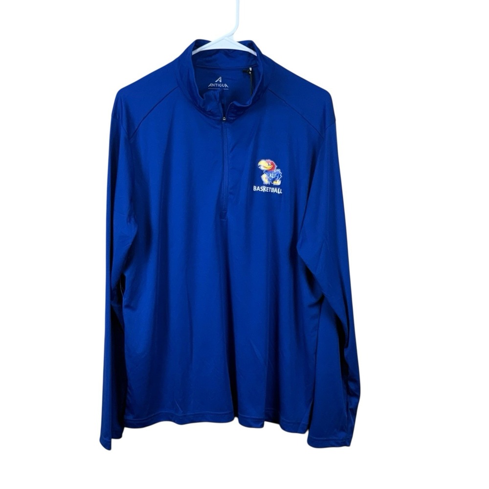 Kansas Jayhawks NWT Men's Antigua 1/4 Zip Long Sleeve Shirt SZ L Pullover